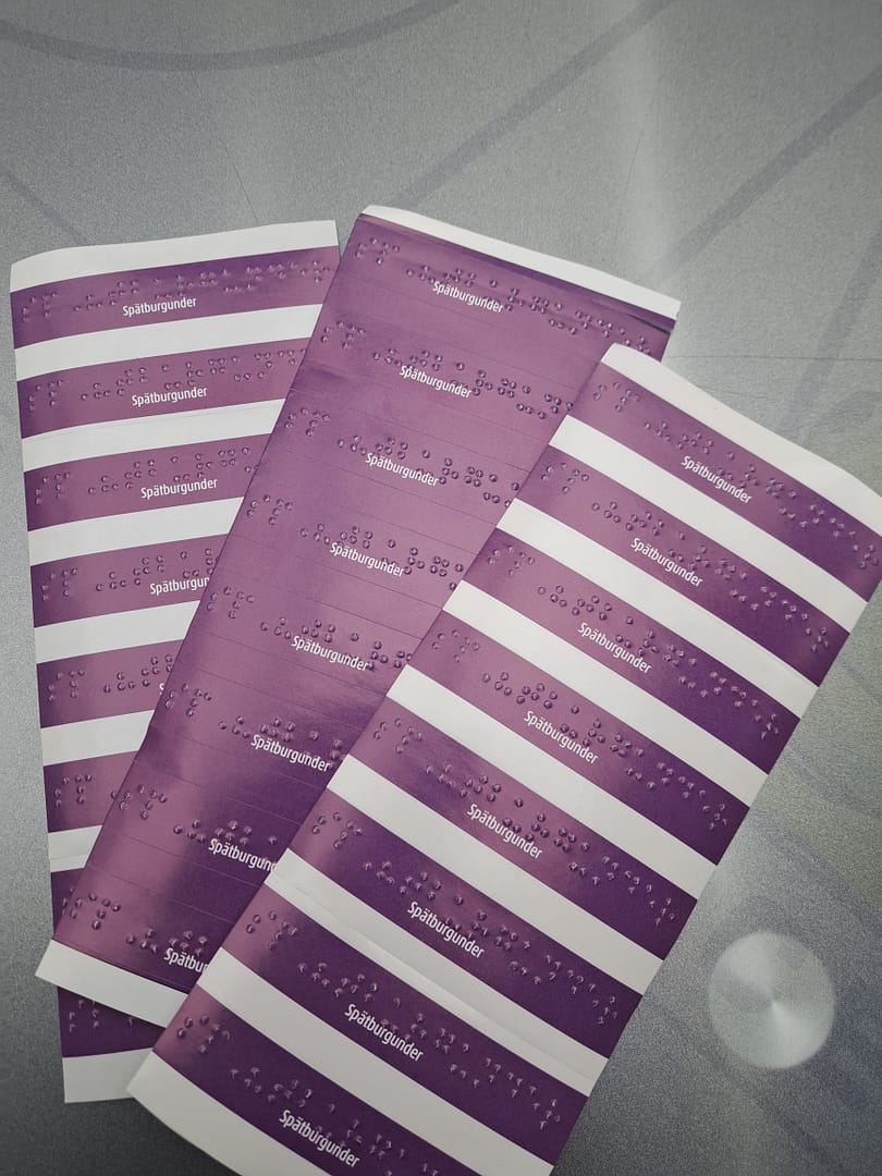 Braille Etiketten Wein